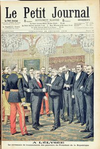 No Palácio do Eliseu, a Transferência Cerimonial de Poderes do Presidente da República Francesa, ilustração de &39;Le Petit Journal&39;, 25 de fevereiro de 1906